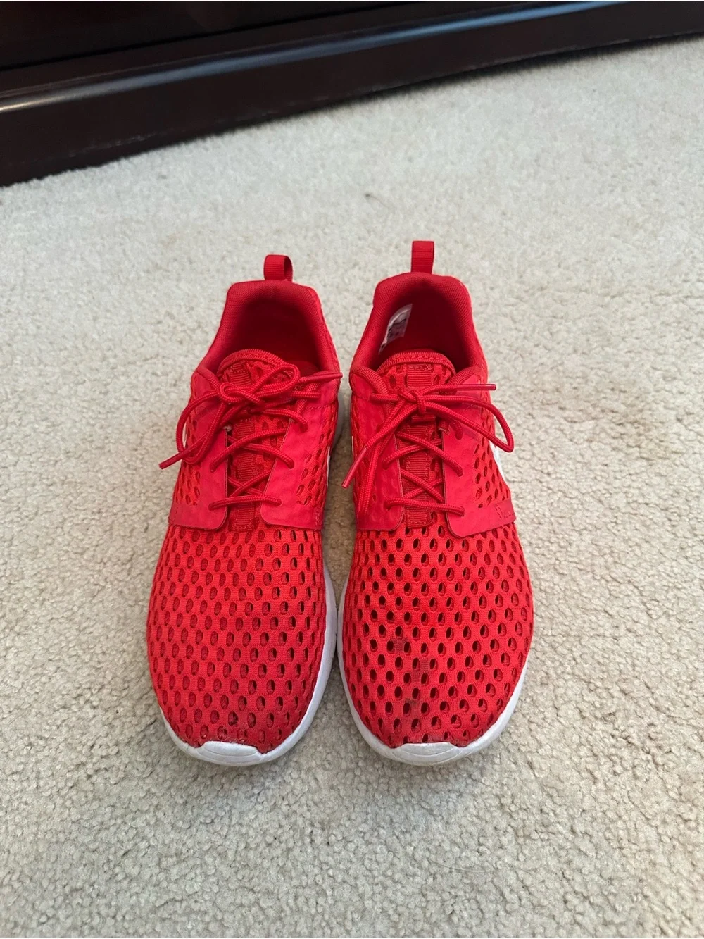 Nike Kids Red Mesh Sneakers with White Swoosh